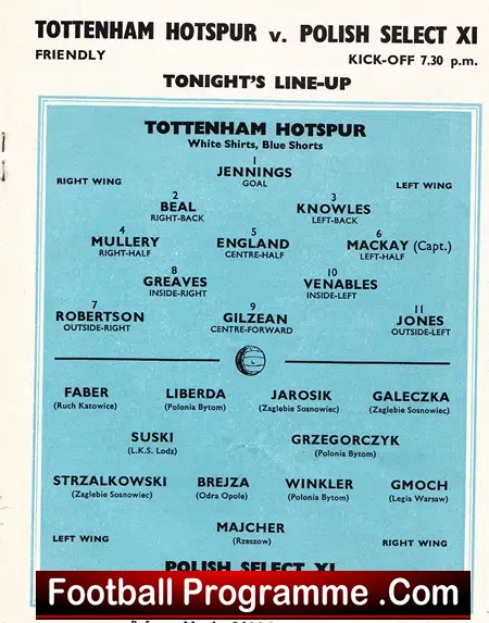 Tottenham Hotspur v Polish Select 1966 – Friendly Match