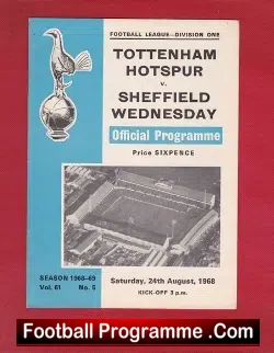 Tottenham Hotspur v Sheffield Wednesday 1968