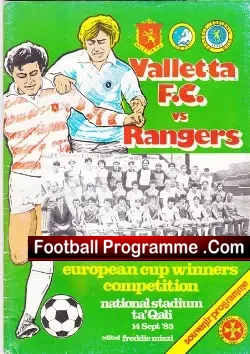 Valetta v Glasgow Rangers 1983 - Malta - football programme