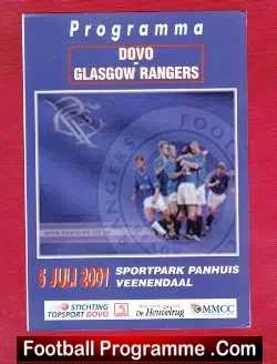 VV Dovo v Glasgow Rangers 2001 - Netherlands Holland - football programme