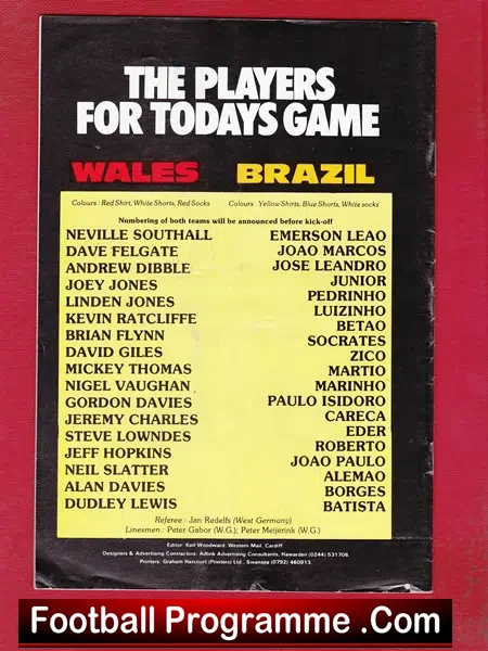 Wales v Brazil 1983