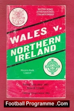 Wales v Northern Ireland 1980 - football programme