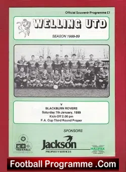 Welling United v Blackburn Rovers 1989 – FA Cup
