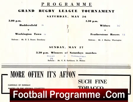 Widnes Rugby v Featherstone Rovers 1962 – in Dublin Ireland