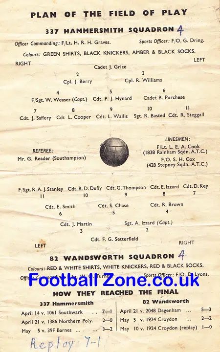 Hammersmith Squadron v Wandsworth Squadron 1945 - Cup Final