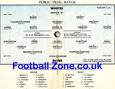 Tottenham Hotspur Public Trials Match 1963