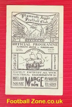 Plymouth Argyle v Sunderland 1958 - Friendly Match