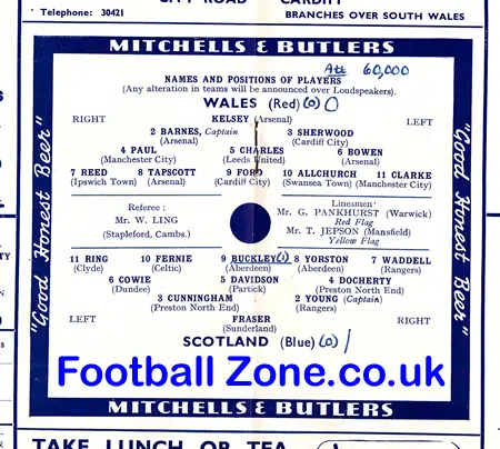 Wales v Scotland 1954 – Ninian Park