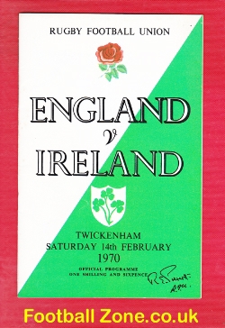 England Rugby v Ireland 1970