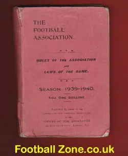 Football Association Rules Laws Handbook 1939 - 1940