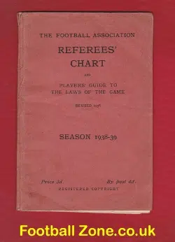 Referee Football Rules Laws Chart Book – 1938 – 1939