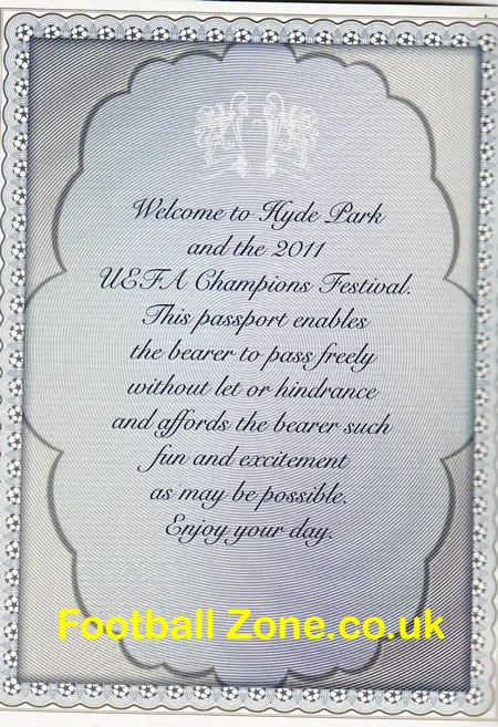 Manchester United v Barcelona 2011 - Special Hyde Park Passport