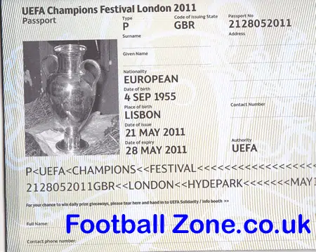 Manchester United v Barcelona 2011 - Special Hyde Park Passport