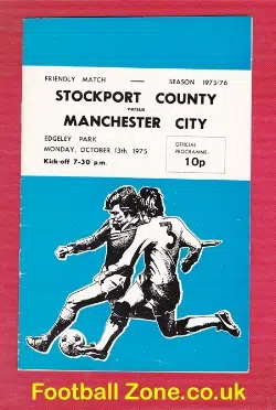 Stockport County v Manchester City 1975 Friendly Bobby Charlton