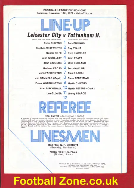Leicester City v Tottenham 1972