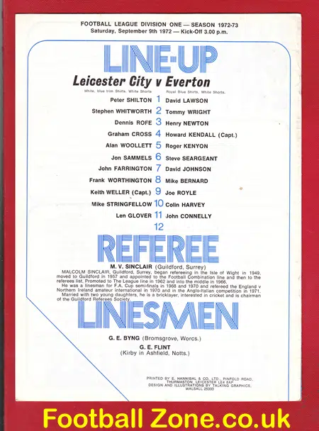 Leicester City v Everton 1972