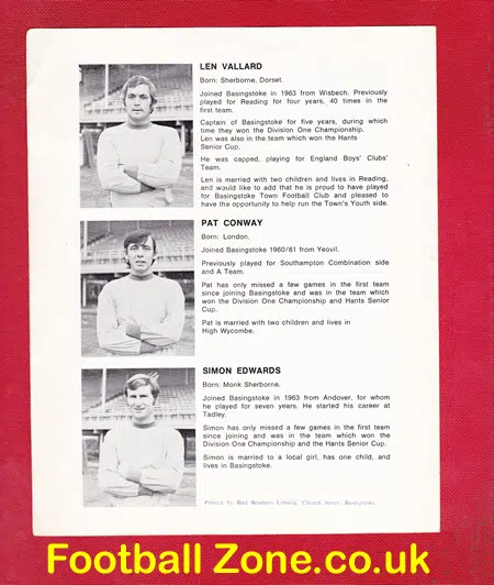 Simon Edwards Testimonial Benefit Match Basingstoke Town 1972