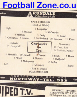 Scarborough v East Stirlingshire 1961 – Friendly Match