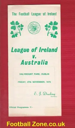 League Of Ireland v Australia 1970 - at Dalymount Park