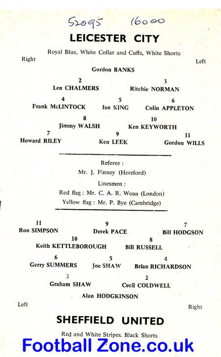 Leicester City v Sheffield United 1961 – FA Cup Semi Final Leeds