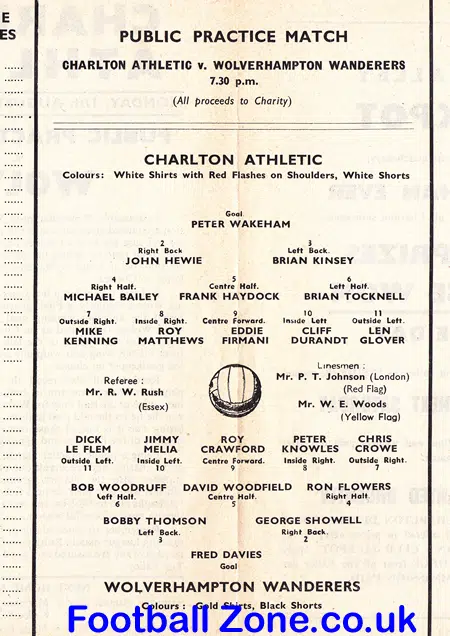 Charlton Athletic v Wolves 1964 – Special Public Practice Match