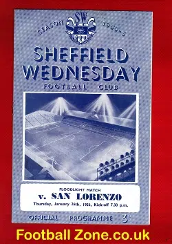 Sheffield Wednesday v San Lorenzo 1956 – Floodlight Friendly