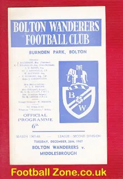 Bolton Wanderers v Middlesbrough 1967