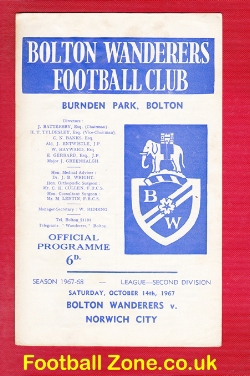 Bolton Wanderers v Norwich City 1967