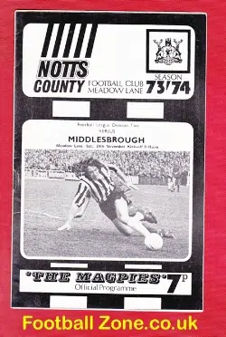 Notts County v Middlesbrough 1973