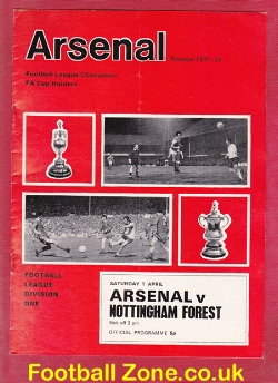 Arsenal v Nottingham Forest 1972