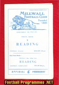Millwall v Reading 1963