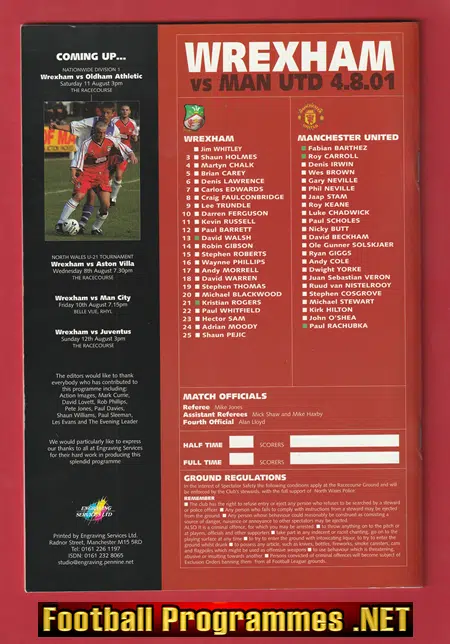 Wrexham v Manchester United 2001 - Reeves + Flynn Tribute