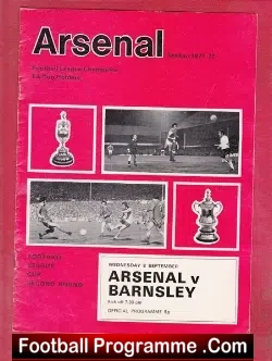 Arsenal v Barnsley 1971 - League Cup - football programme