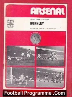 Arsenal v Burnley 1974 - football programme