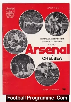 Arsenal v Chelsea 1972 - football programme