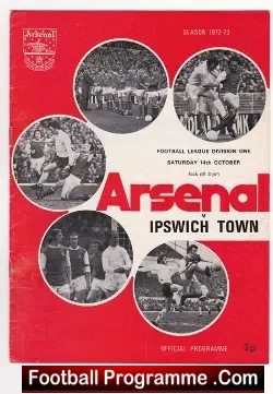 Arsenal v Ipswich Town 1972 - football programme