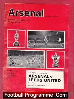 Arsenal v Leeds United 1971 - football programme