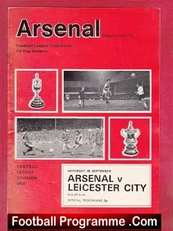 Arsenal v Leicester City 1971 - football programme