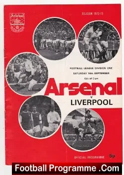 Arsenal v Liverpool 1972 - football programme