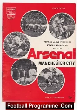 Arsenal v Manchester City 1972 - football programme