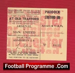 Arsenal v Manchester United 1967 CCTV match from Arsenal TICKET