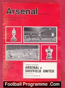 Arsenal v Sheffield United 1971 - football programme