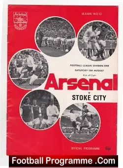 Arsenal v Stoke City 1972 - football programme