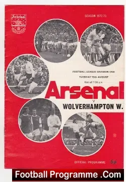 Arsenal v Wolves 1972 - football programme