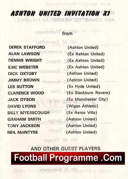 Ashton United v International All Stars 1973 - Charity Match