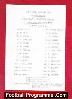 Aston Villa v Manchester United 1986 – Reserves Match