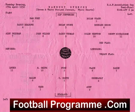 Banbury Spencer v Stratford Town 1956 – RAF Semi Final