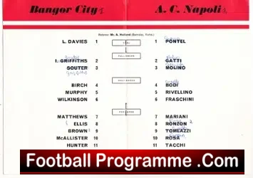 Bangor City v Napoli 1962 – ECWC replay at Arsenal