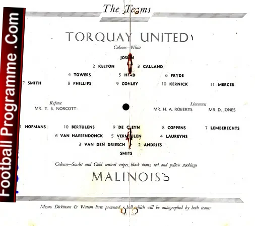 Bert Head Testimonial Torquay United 1947 - 1940s
