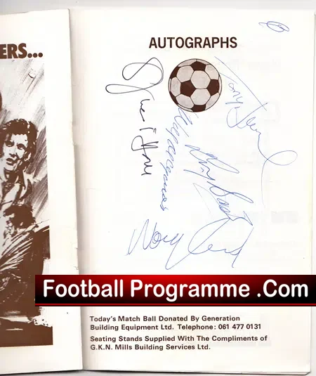 Bobby Charlton All Stars v Styal 1981 - Altrincham - Autographed